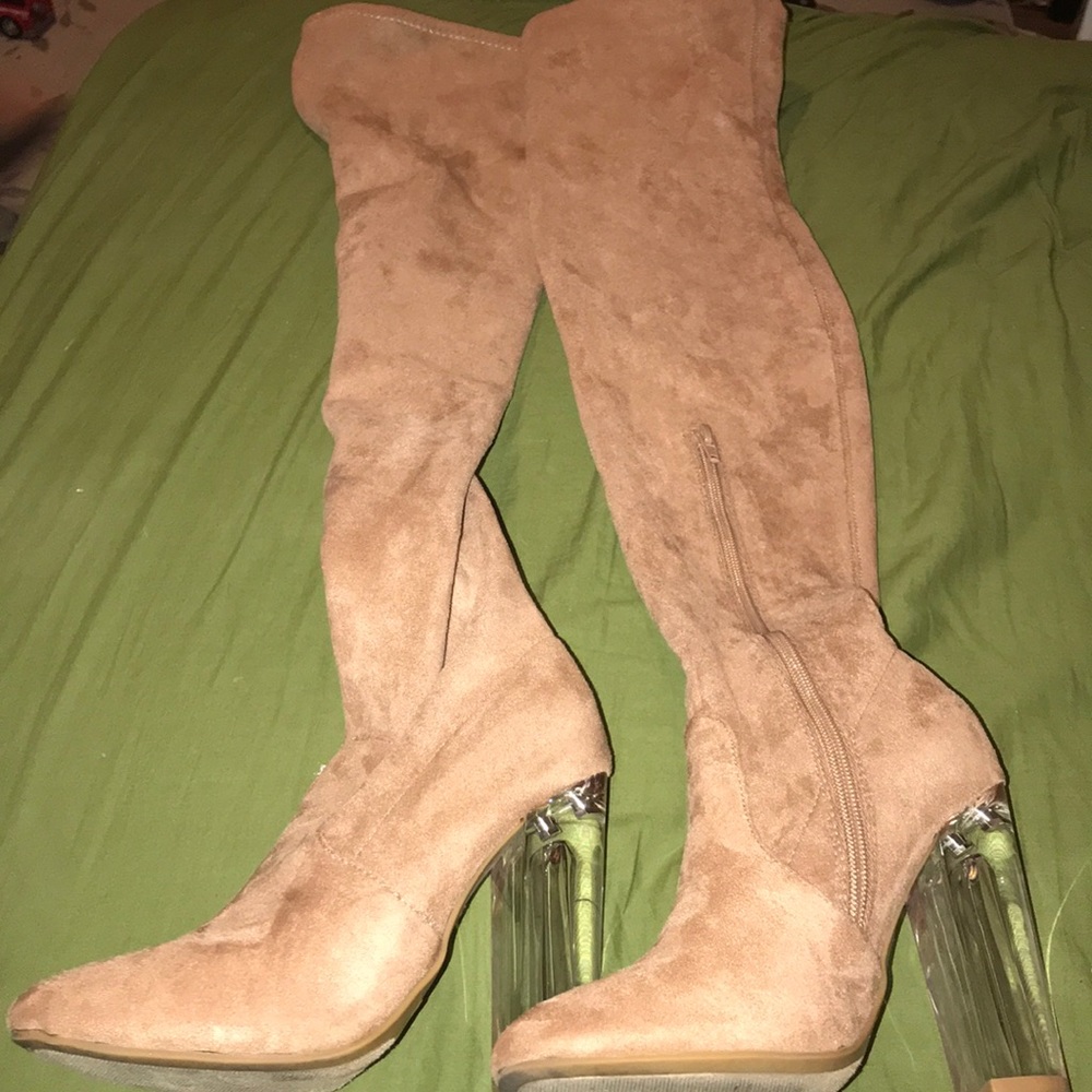 Thigh high suede boots